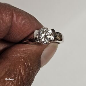 925 Sterling Ring with CZ Solitaire, Size 7.5